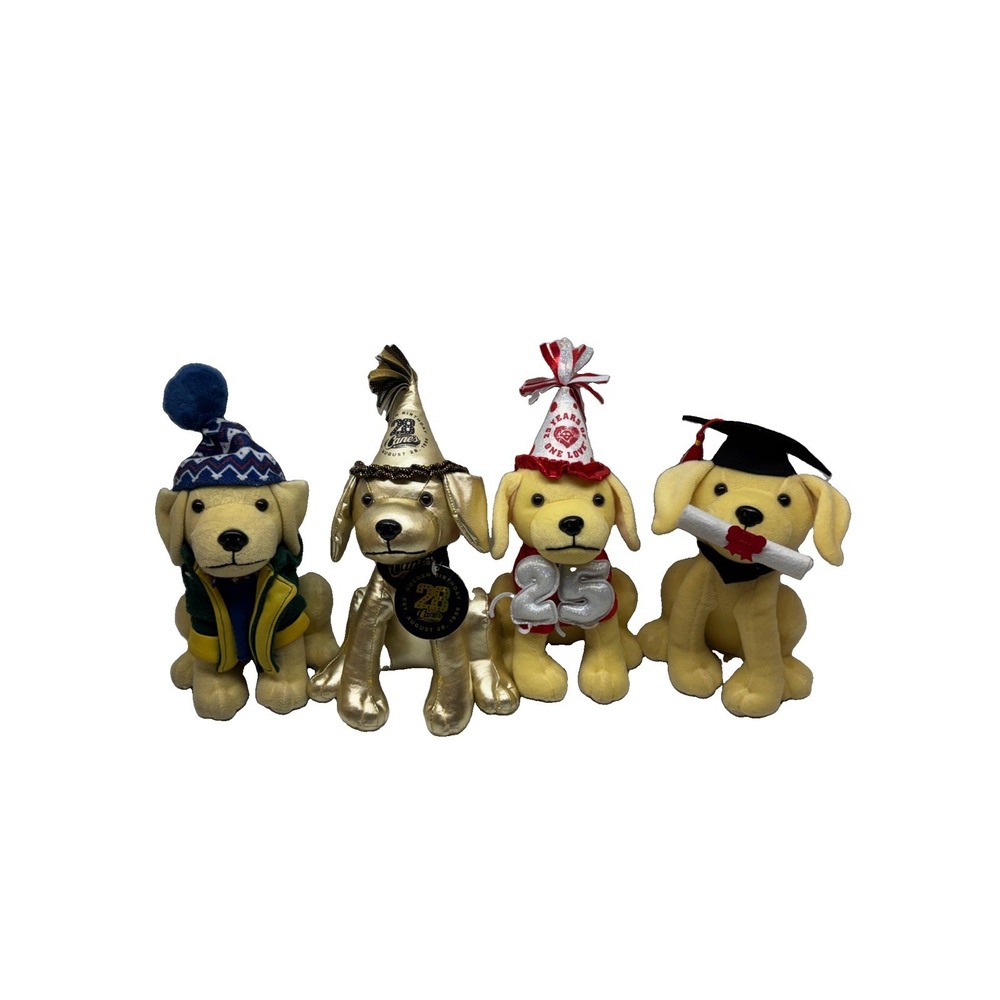 Lot Of 4 Raising Canes Dog 7" Plushies One New With Tags